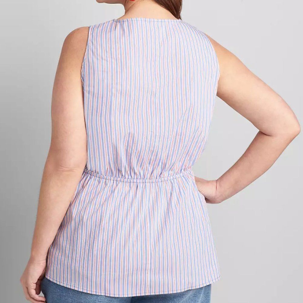 NWT 🆕️ Sz 22 Striped Button-Front Peplum Top - Picture 2 of 4